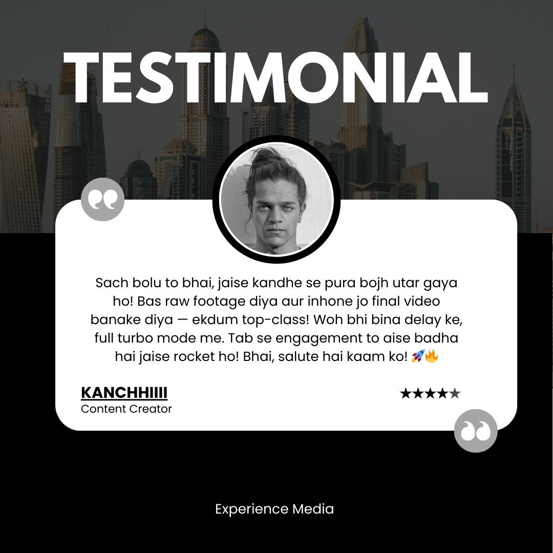 Testimonial 1 by content creator kanchi Kanchi